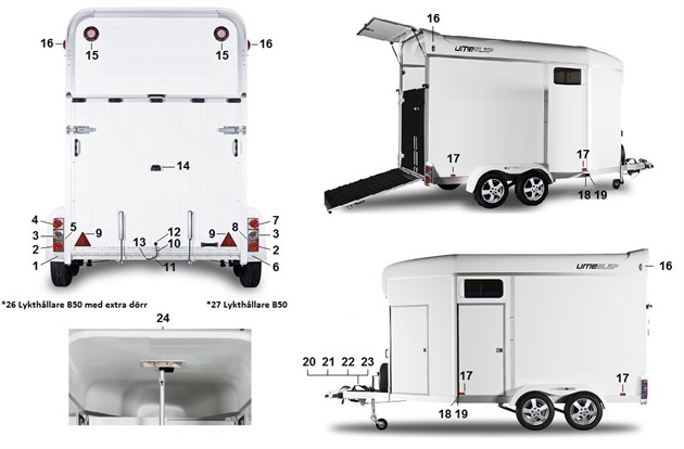 Elsystem, belysning, reflexer B50,B60  2014-2016
