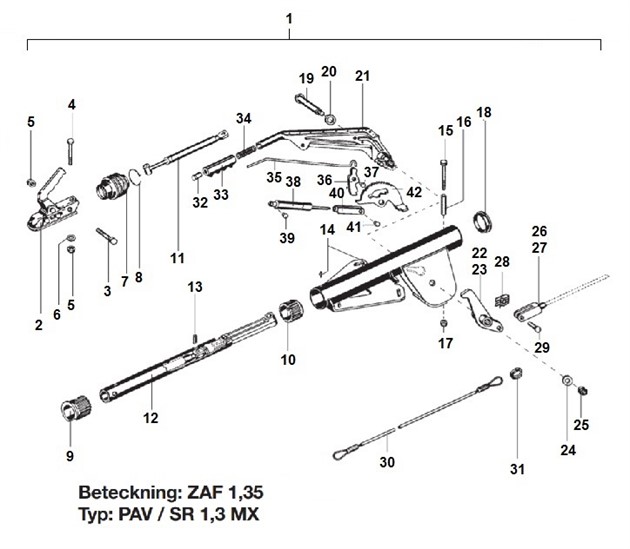 Påskjutsbroms PAV/SR 1,3 MX tryckknapp